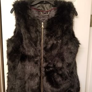 Express Black Faux Fur Vest